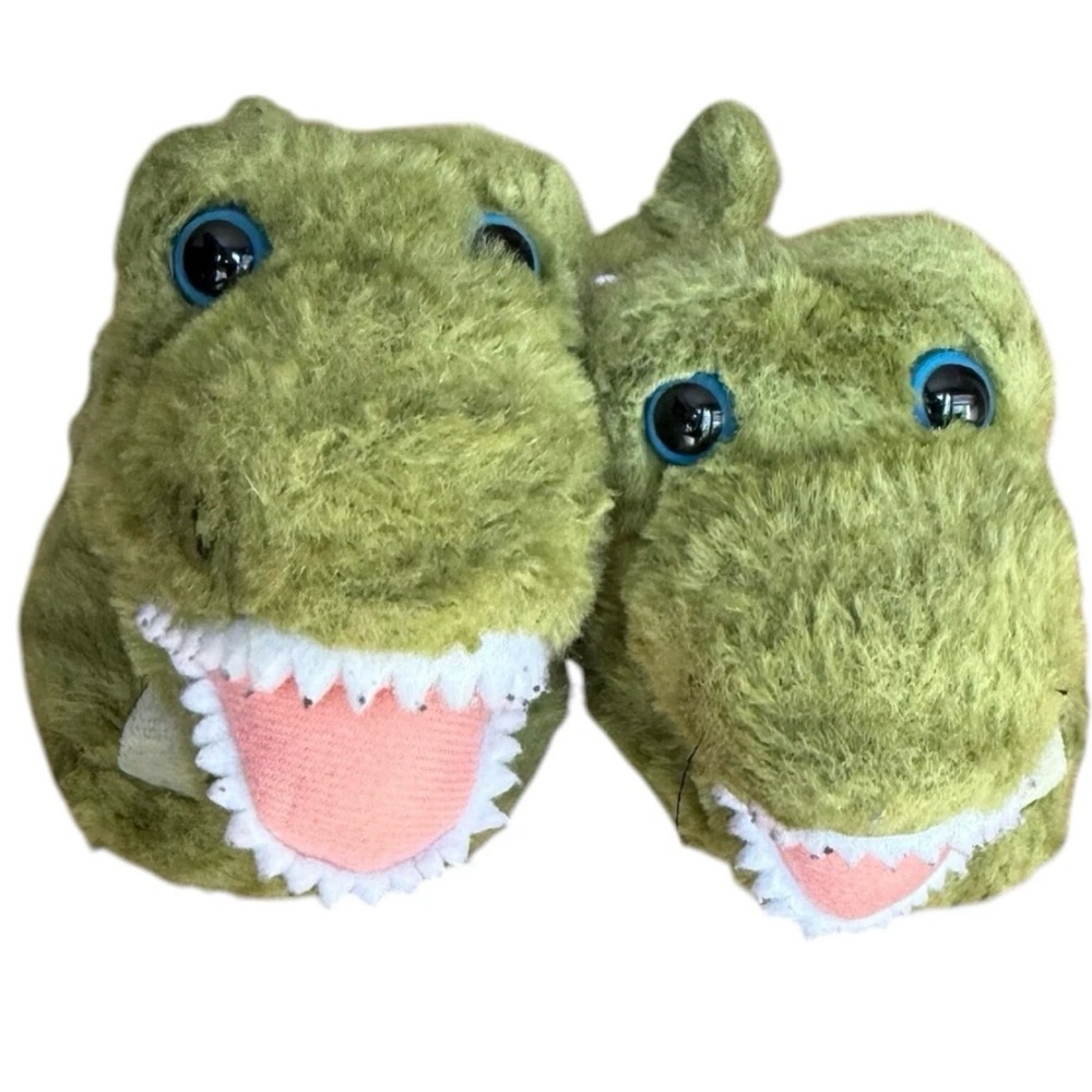 Kids Small Slippers Dinosaur House Shoe Build A Bear Brachiosaurus T-Rex Green